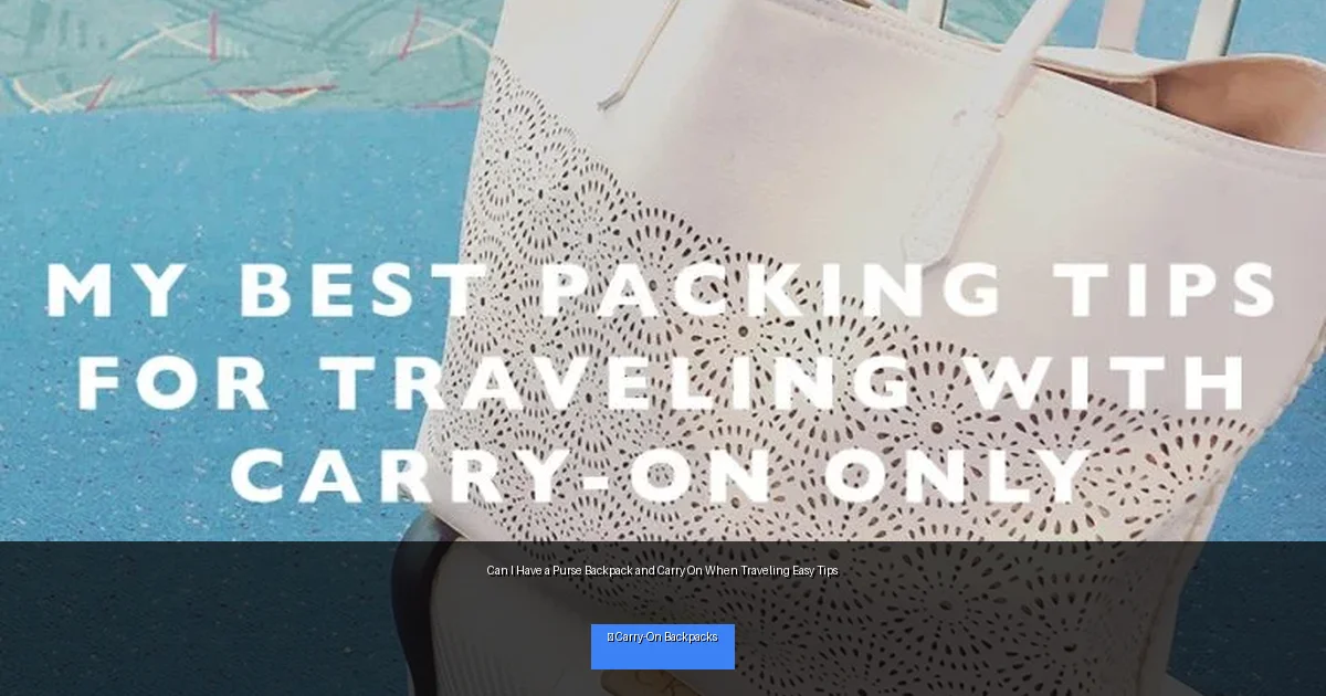 Can I Have a Purse Backpack and Carry On When Traveling Easy Tips