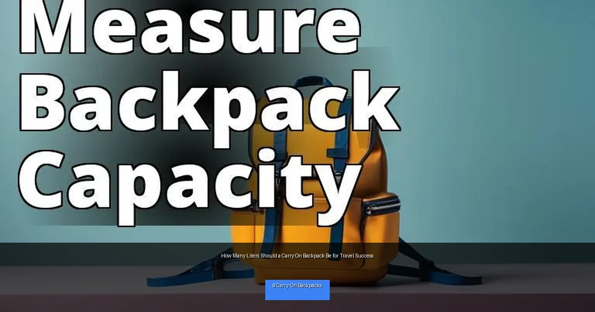 How Many Liters Should a Carry On Backpack Be for Travel Success