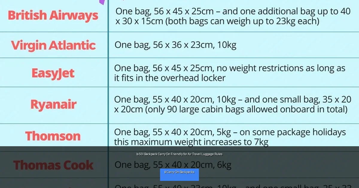 Is 50l Backpack Carry On Friendly for Air Travel Luggage Rules
