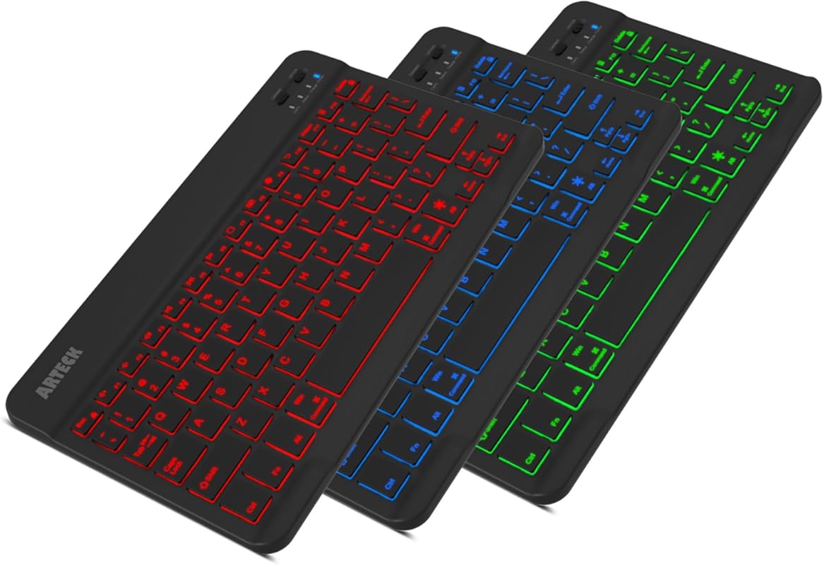 Arteck Universal Backlit Wireless Bluetooth 3.0 Keyboard with 7-Color 