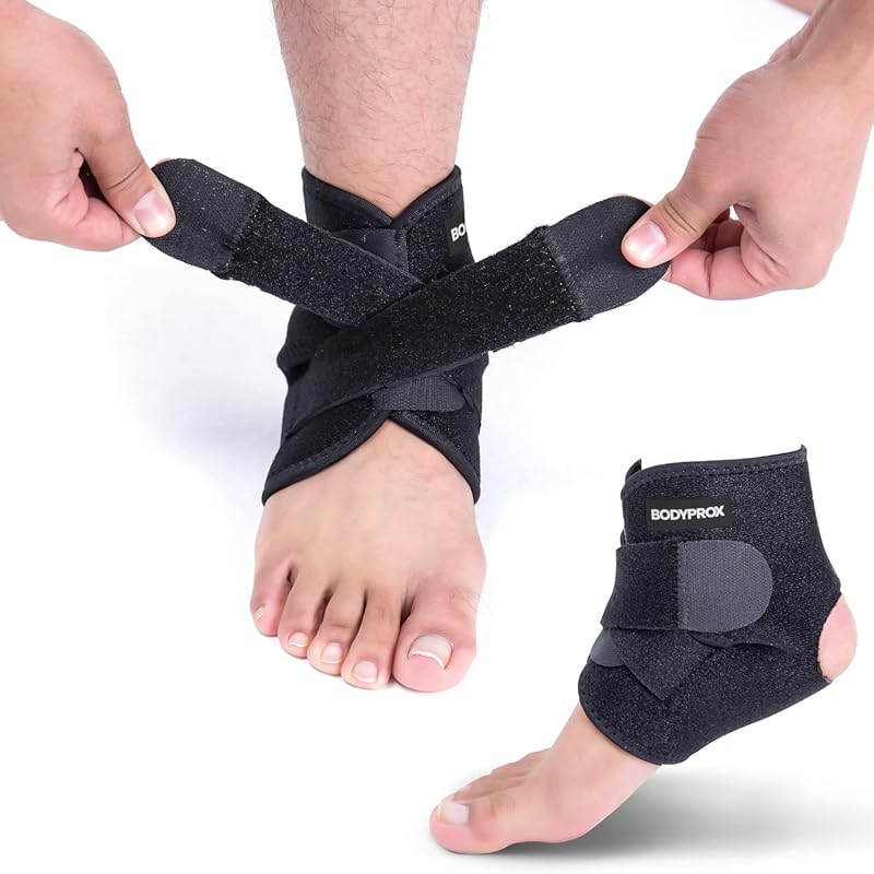 Bodyprox Breathable Neoprene Ankle Support Brace with Adjustable Wrap 