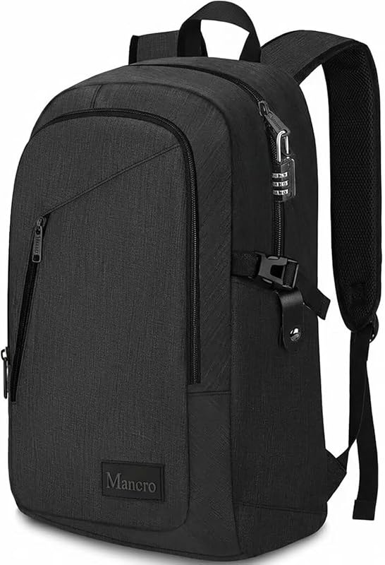 Mancro Business Travel Laptop Backpack, Slim Anti-Theft Design Fits 15