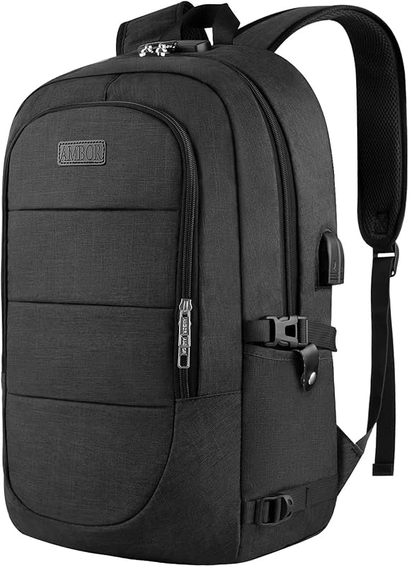AMBOR Water Resistant Anti-Theft Travel Laptop Backpack with USB Charg