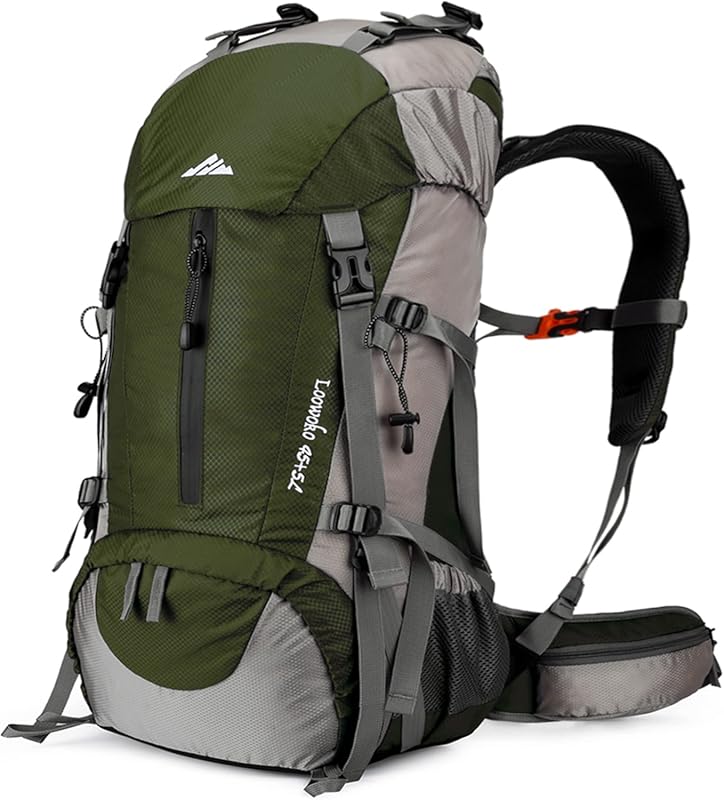 Loowoko 50L Waterproof Hiking Backpack with Rain Cover, Lightweight 45