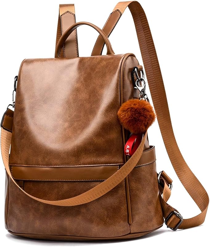 CHERUTY PU Leather Anti-Theft Women’s Casual Backpack Purse, Fashionab