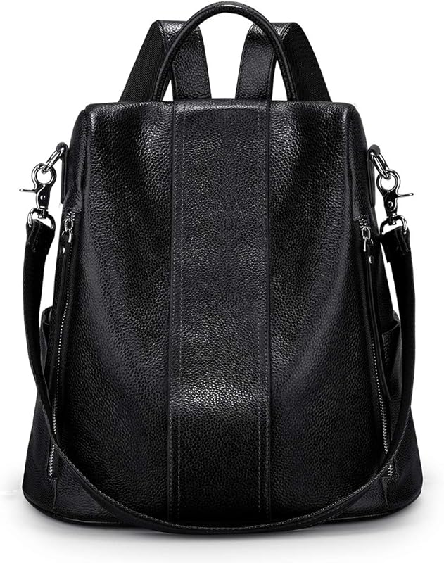 S-ZONE Medium Leather Anti-Theft Backpack Purse for Women, Stylish and