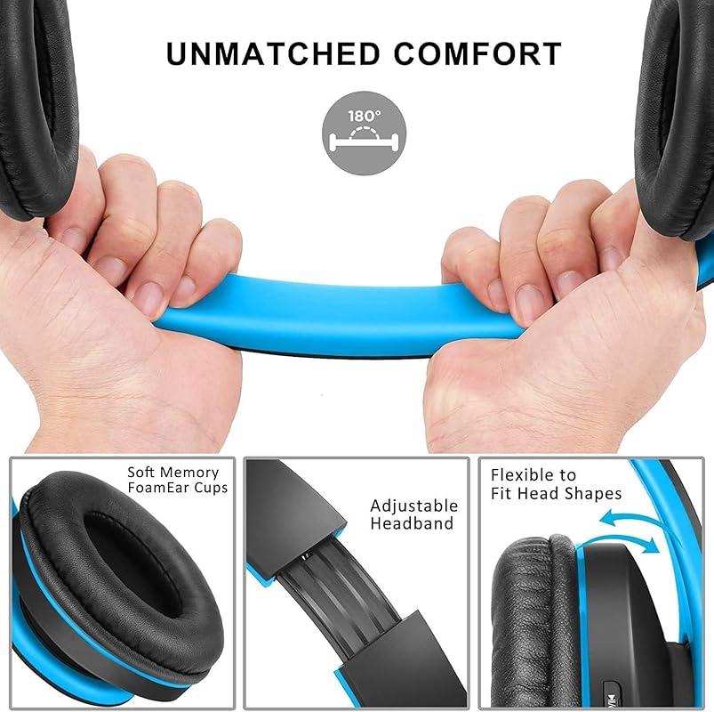 ZIHNIC Foldable Bluetooth Over-Ear Headphones with Wireless/Wired Mode