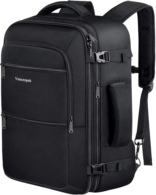 Vancropak 40L Expandable Carry On Backpack, Water Resistant, Lightweig