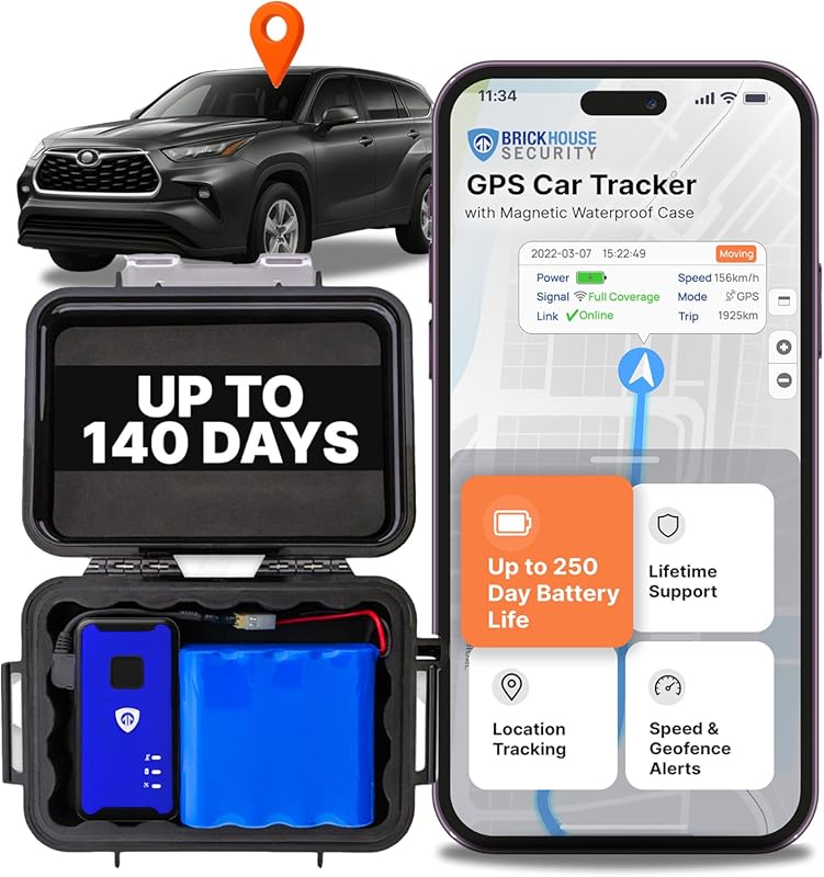 Brickhouse Security GPS Car Tracker with 140-Day Battery, Hidden Magne
