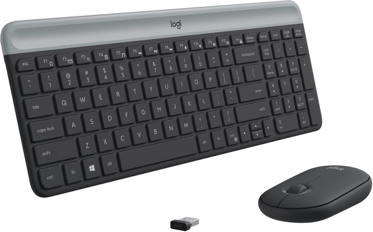 Logitech MK470 Slim Wireless Keyboard and Mouse Combo, Ultra Quiet, 2.