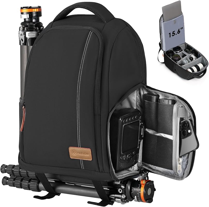 TARION Compact 15L Camera Backpack with 15.6" Laptop Compartment, Side