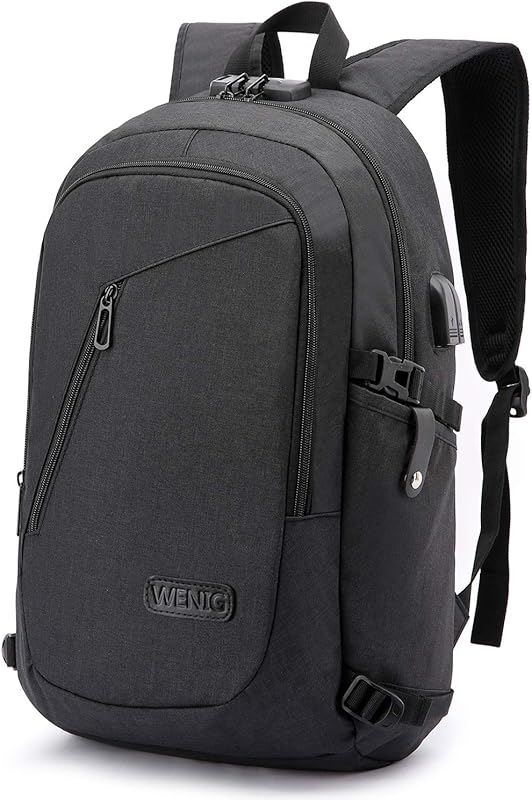 WENIG Slim Water Resistant Anti-Theft Travel Laptop Backpack with USB 
