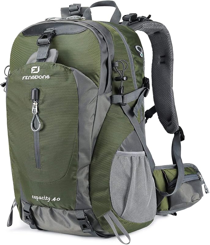 FENGDONG 40L Waterproof Lightweight Hiking and Travel Backpack for Men