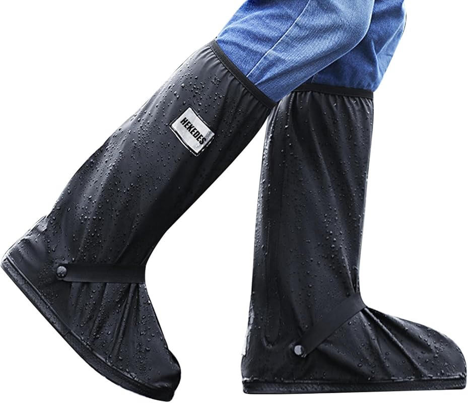 Waterproof Reusable Shoe Covers with Zipper, Non-Slip Reflective Rain 