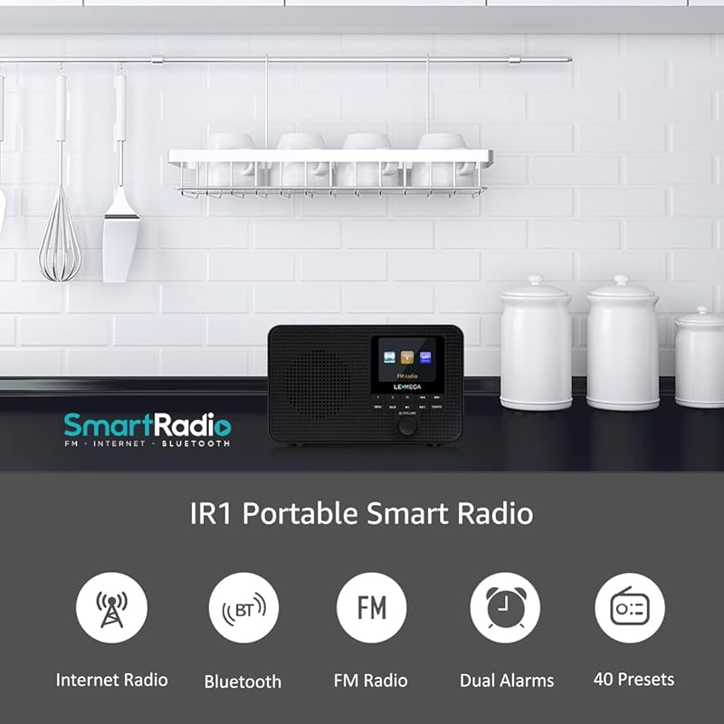 LEMEGA IR1 Portable WiFi Internet Radio with Bluetooth, FM Digital Rad