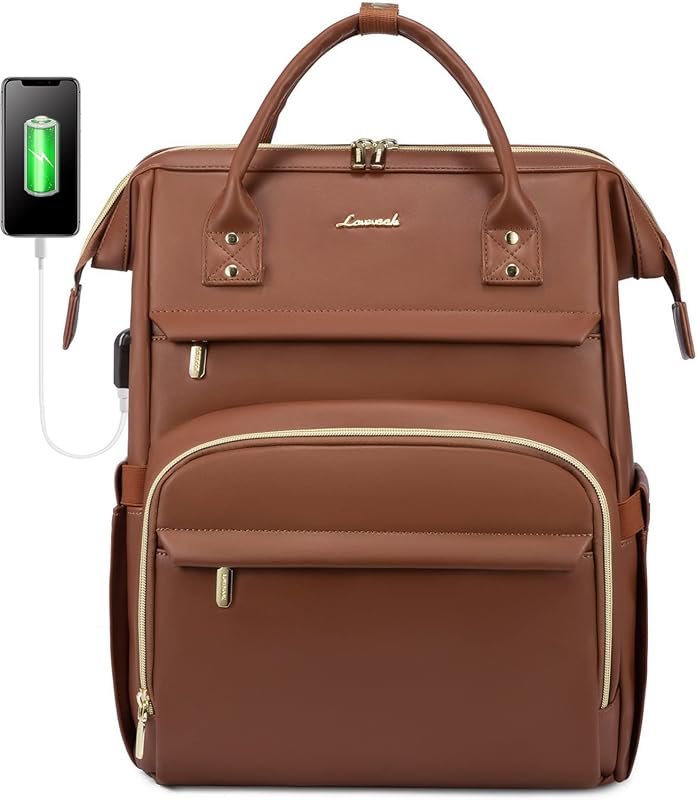 LOVEVOOK Leather Laptop Backpack for Women 15.6