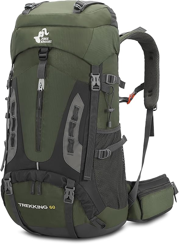 Bseash 60L Waterproof Hiking Camping Backpack with Rain Cover, Large C
