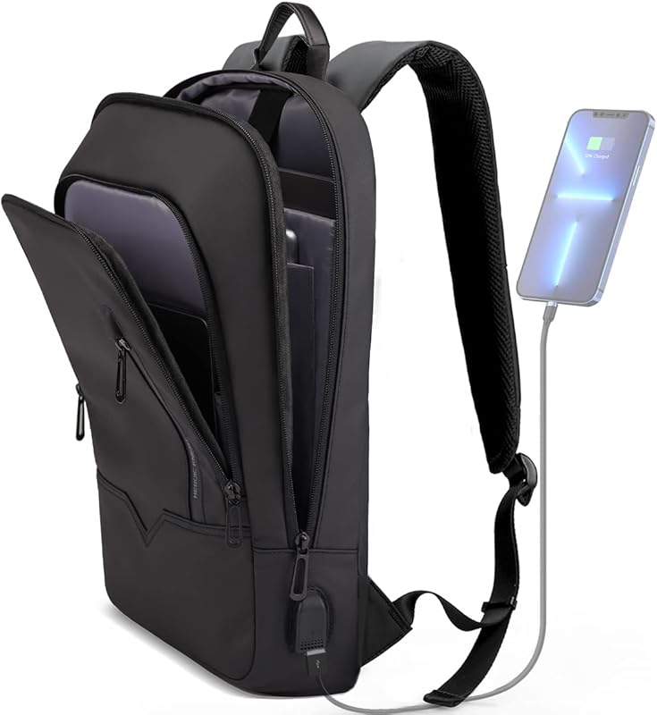 hk Slim Business Laptop Backpack with USB Charger, Lightweight Anti-Th