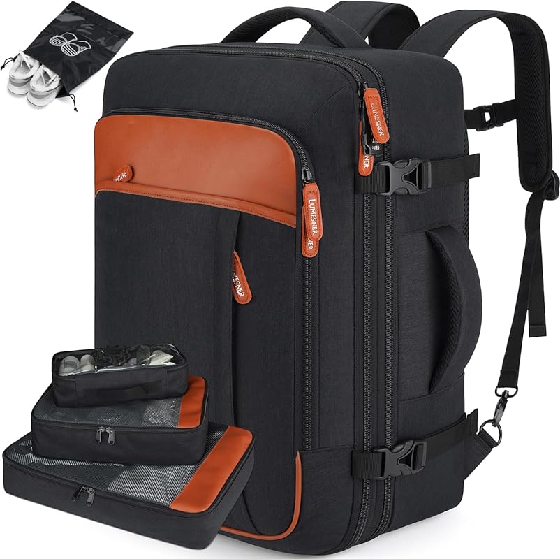 Lumesner 40L Extra Large Expandable Carry On Travel Backpack with 4 Pa