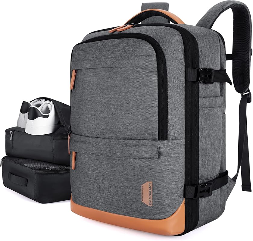 BAGSMART 37L Expandable Compression Travel Backpack with Packing Cubes