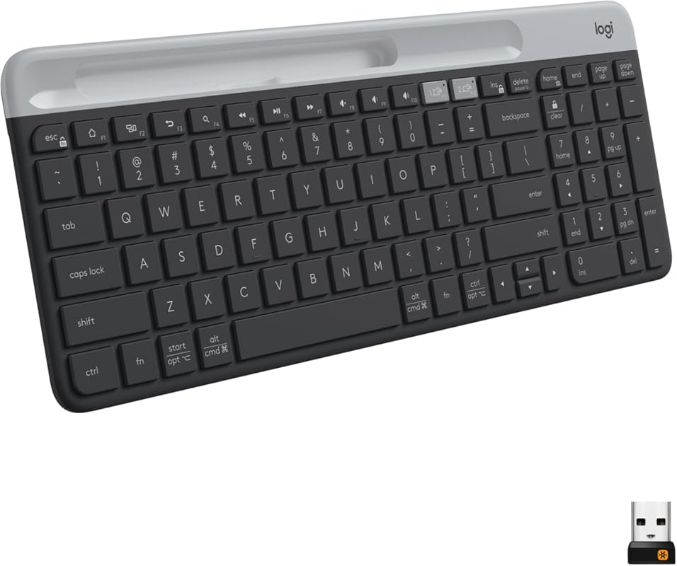 Logitech K585 Multi-Device Slim Wireless Keyboard with Built-in Cradle