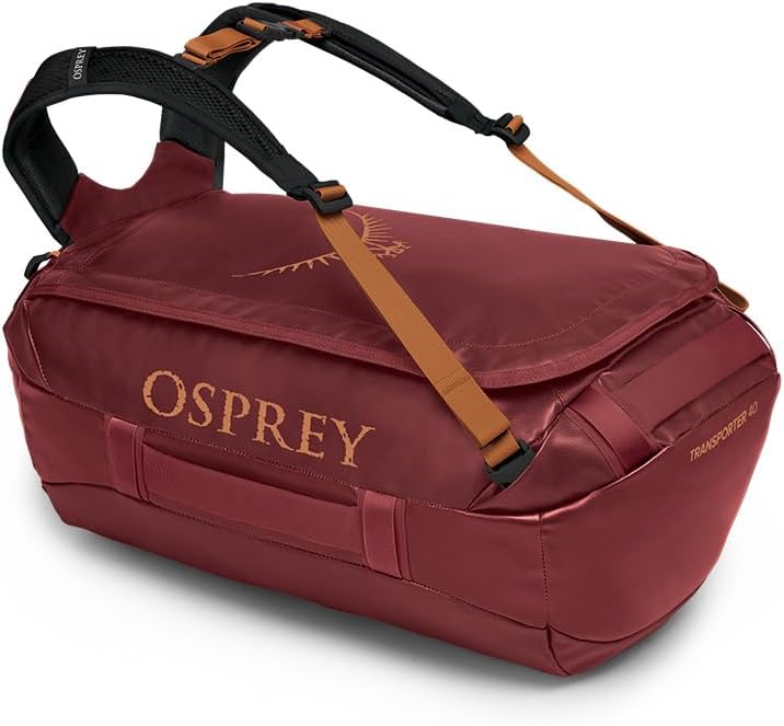 Osprey Transporter 40L Black Travel Duffel Bag with Durable, Water-Res