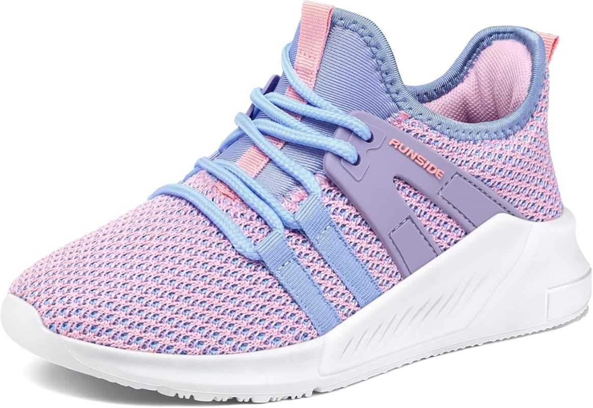RUNSIDE Kids Lightweight Breathable Tennis Shoes Lace-Up Running Sneak