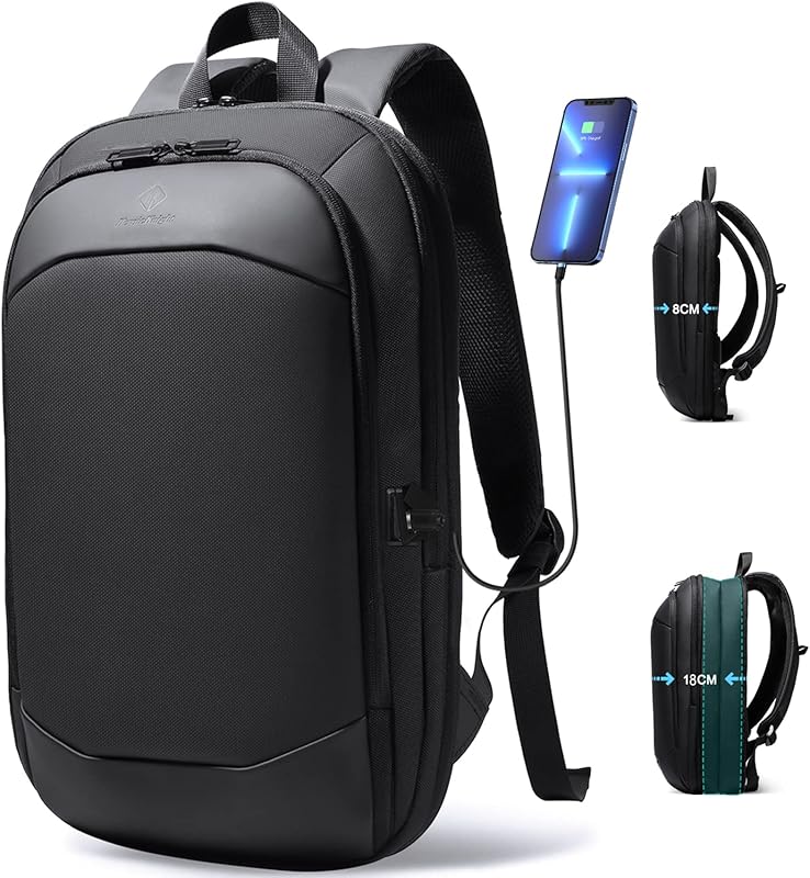 Slim & Expandable 17 Inch Waterproof Business Backpack with USB Charge