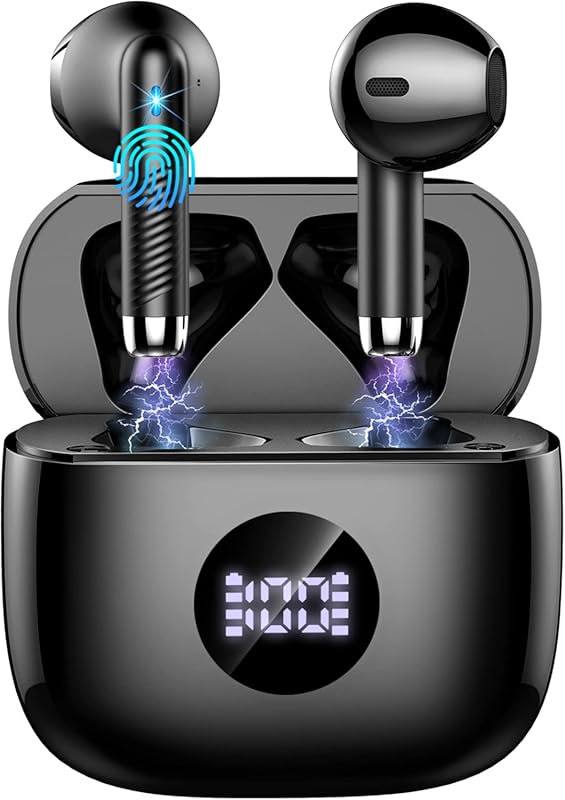 Bluetooth 5.4 Wireless Earbuds with LED Power Display, Bass Stereo, No