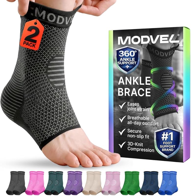 Modvel Foot & Ankle Brace Socks for Sprained Ankle, Compression Sleeve