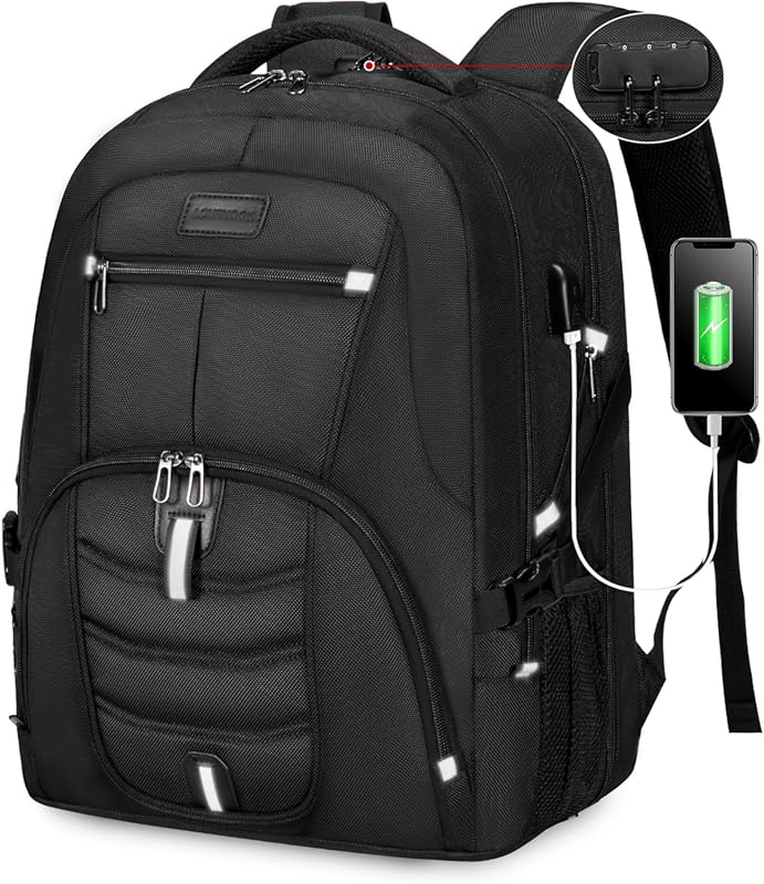 LOVEVOOK Waterproof Travel Laptop Backpack with Anti-Theft Lock and US