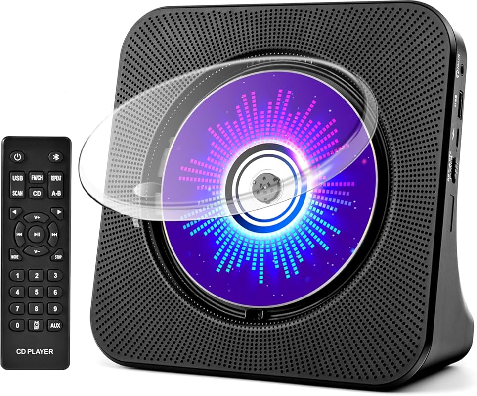 ROADOM Desktop CD Player with Bluetooth, FM Radio, Hi-Fi Speakers, Rem