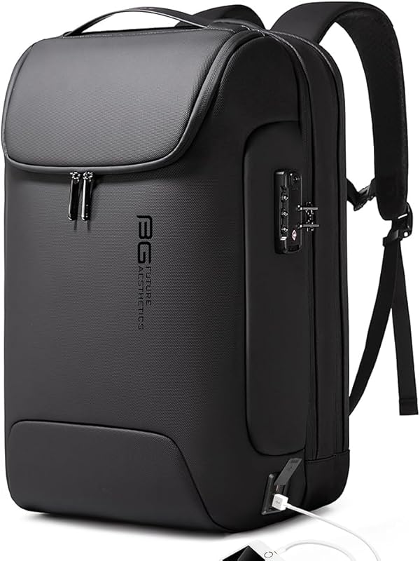 BANGE Men's Waterproof Anti-Theft Backpack with USB 3.0 Charging Port,