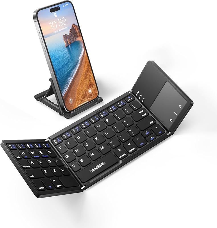 Samsers Foldable Bluetooth Keyboard with Touchpad, Ultra Slim Portable