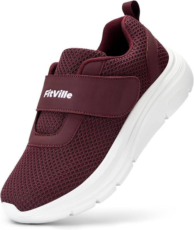 FitVille Women's Diabetic Wide Width Mesh Slip-On Shoes with Adjustabl