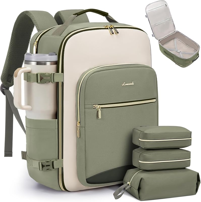 LOVEVOOK 40L Waterproof Travel Backpack with TSA Lock & 3 Packing Cube