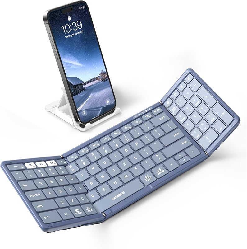 Samsers Foldable Bluetooth Keyboard with Numeric Keypad, Full-Size Wir