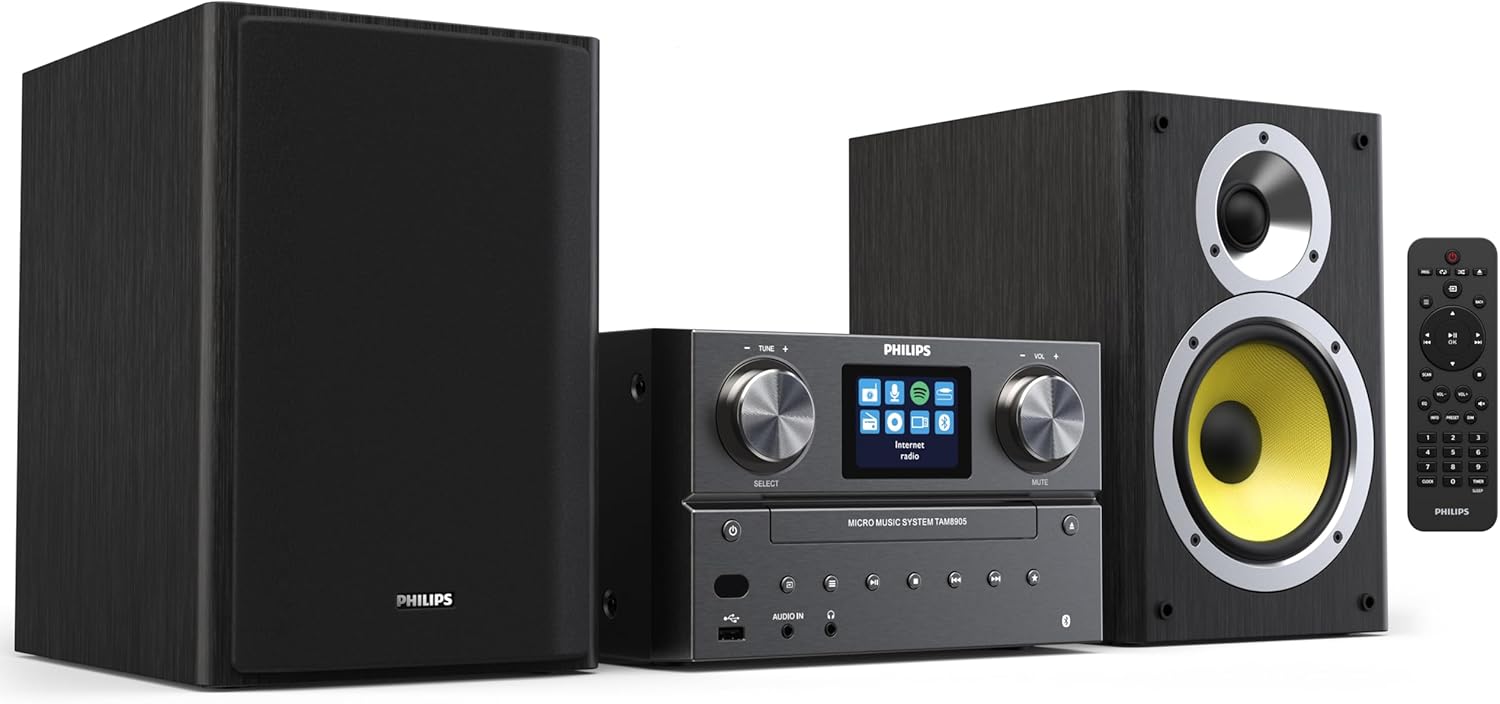 Philips Bluetooth & WiFi Stereo System with CD Player, Spotify, Intern