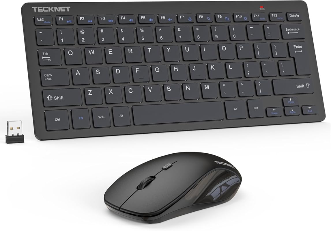 TECKNET Wireless Keyboard and Mouse Combo, Silent Click, Adjustable 16