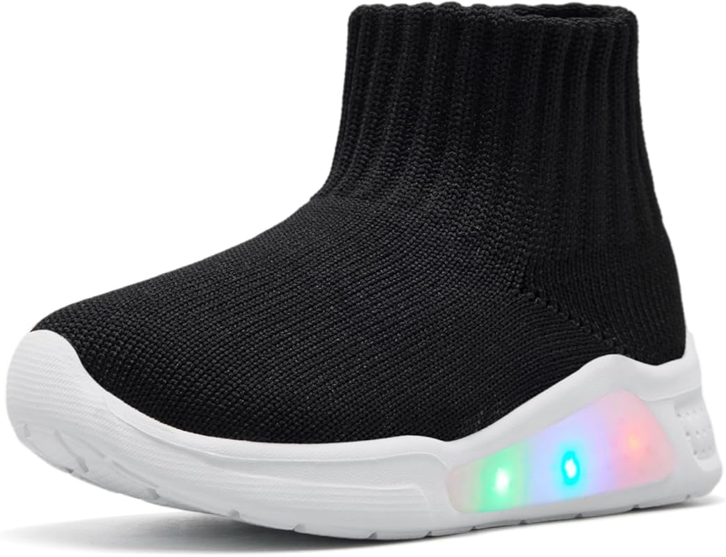 MORENDL Toddler Light-Up Non-Slip Walking Shoes, Slip-On Sneakers for 