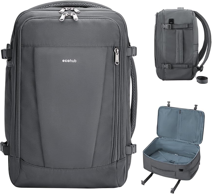 ECOHUB 17'' Travel Backpack with 13 Pockets, USB Port, Water Resistant