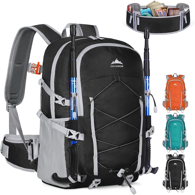 IGOLUMON 40L Waterproof Packable Hiking Daypack, Lightweight Foldable 