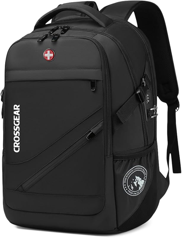 CROSSGEAR Waterproof Large Travel Laptop Backpack with TSA Lock, USB P