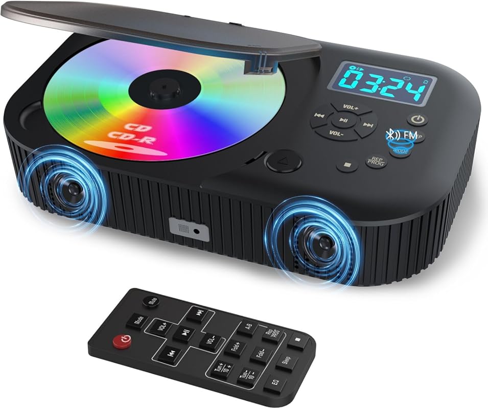 MONODEAL Portable CD Player with Dual Stereo Bluetooth Speakers, 4000m
