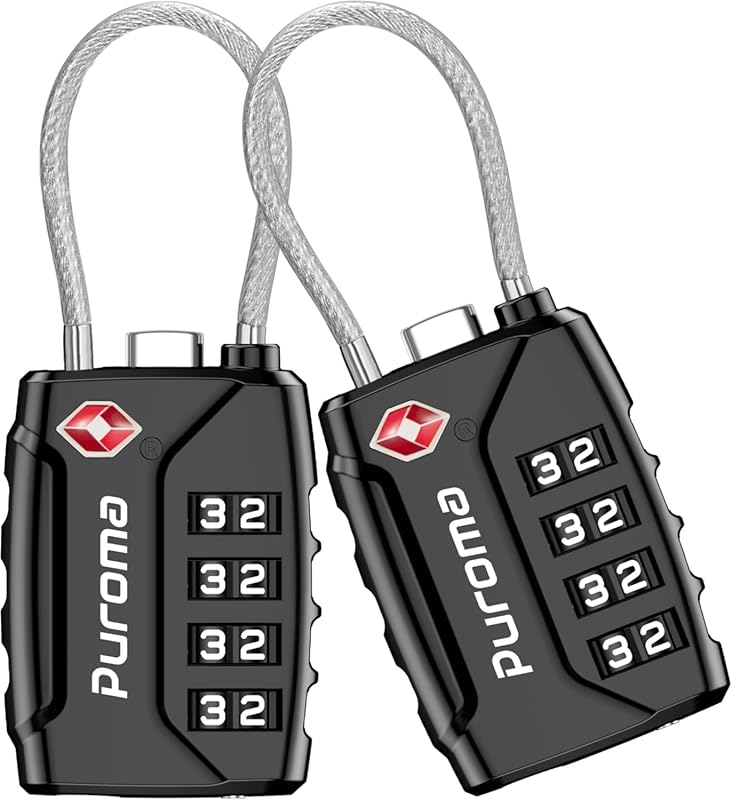 Puroma 2 Pack TSA Approved 4 Digit Combination Locks with Zinc Alloy B