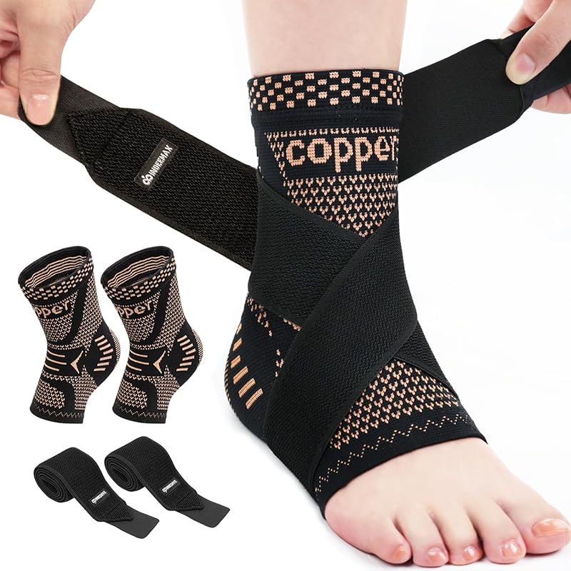 INDEEMAX Copper Infused Ankle Brace for Men & Women, Compression Suppo
