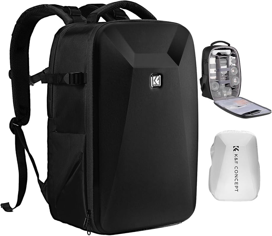 K&F CONCEPT Waterproof Hardshell DSLR Camera Backpack with 15-15.6" La