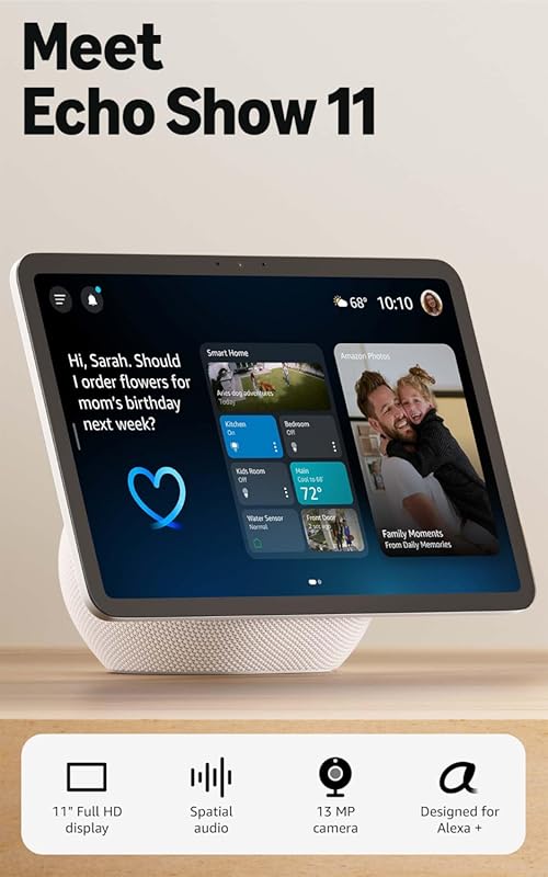 Amazon Echo Show 11 Smart Display with Vibrant 11" Full-HD Screen, Spa