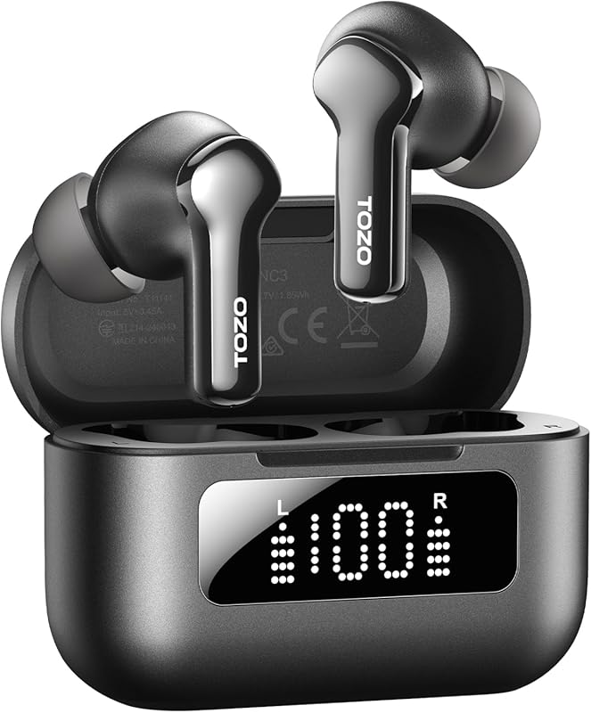 TOZO Hybrid Active Noise Cancelling Wireless Earbuds with 6 Mics, AI C