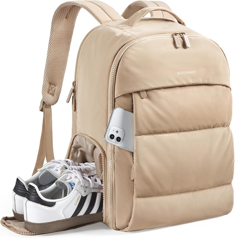 BAGSMART 30L Lightweight Travel Backpack for Women with Shoe Compartme